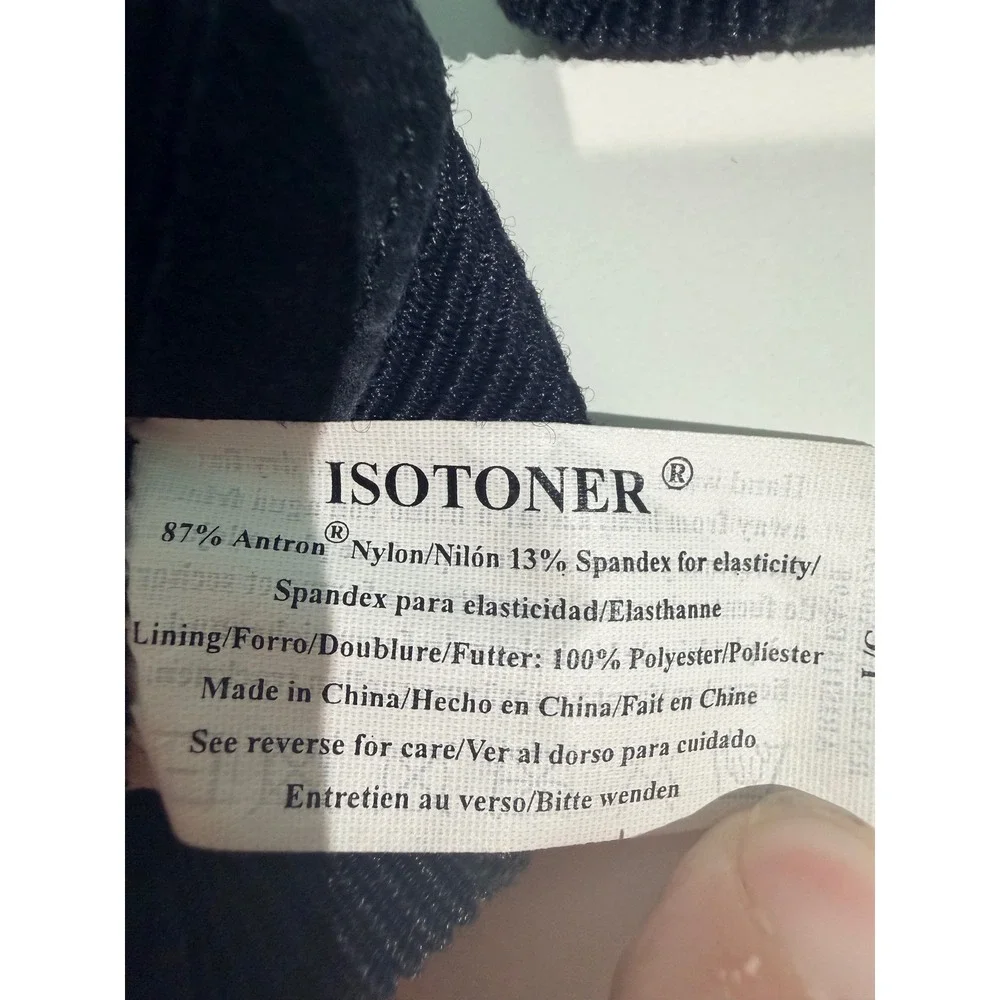 Isotoner Womens Black Spandex Faux Suede Chevron Striped Gloves Size Large